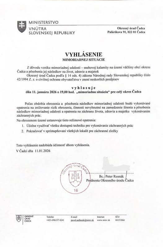 Vyhlásenie mimoriadnej situácie